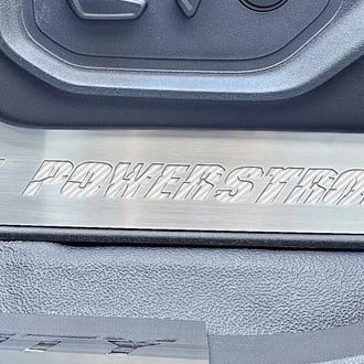 ACC® - Brushed Lower Seat Vanity Plates with White 6.7 Power Stroke Logo