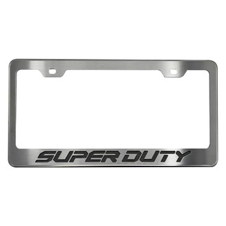 ACC® - Brushed License Plate Frame with Brushed Black Super Duty Logo