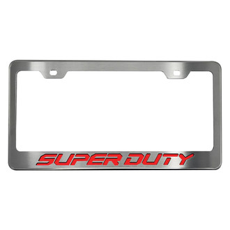 ACC® - Brushed License Plate Frame with Bright Red Solid Super Duty Logo