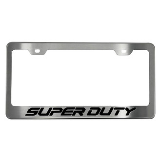 ACC® - Brushed License Plate Frame with Black Solid Super Duty Logo