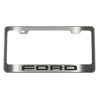 ACC® - Brushed License Plate Frame with Brushed Black FORD Logo