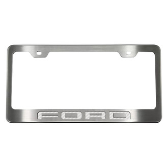 ACC® - Brushed License Plate Frame with White Carbon Fiber FORD Logo