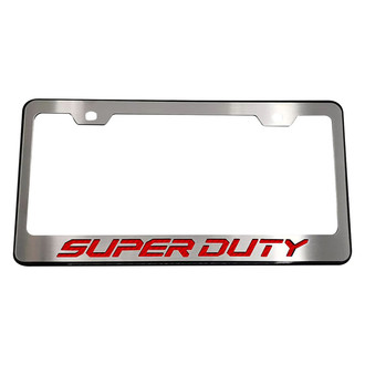 ACC® - Black License Plate Frame with Red Carbon Fiber Super Duty Logo