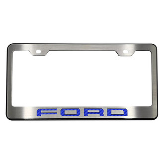 ACC® - Black License Plate Frame with Blue Carbon Fiber FORD Logo