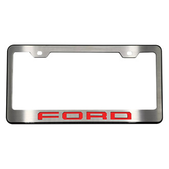 ACC® - Black License Plate Frame with Bright Red Solid FORD Logo