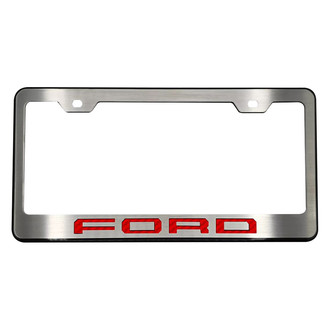 ACC® - Black License Plate Frame with Red Carbon Fiber FORD Logo