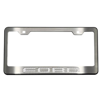ACC® - Black License Plate Frame with White Carbon Fiber FORD Logo