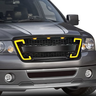 American Modified® - 1-Pc Raptor Style Matte Black Main Grille with DRL and Sequenal Turn Signal
