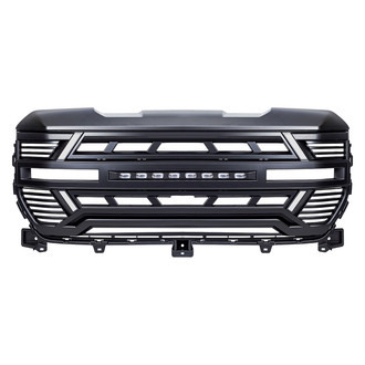 American Modified® - 1-Pc Armor Style Matte Black Main Grille with LED Off-Road Lights