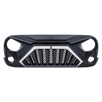 American Modified® - 1-Pc Goliath Style Matte Black Main Grille with LED DRL and Turn Signals