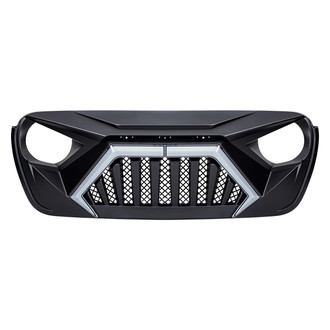American Modified® - 1-Pc Goliath Style Matte Black Main Grille with LED DRL and Turn Signals