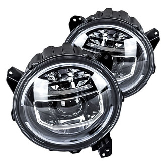American Modified® - 9" Round Driver and Passenger Side Black Halo Projector LED Headlights