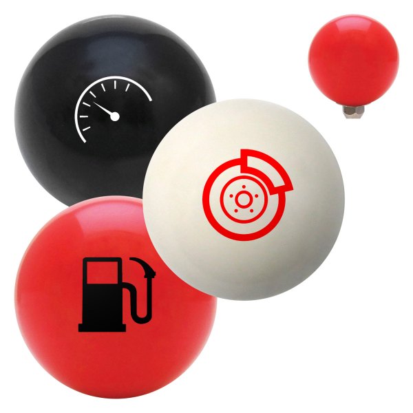 American Shifter® - Billiard Cue Ball Series "Automotive Symbols and Signs" Custom Shift Knob