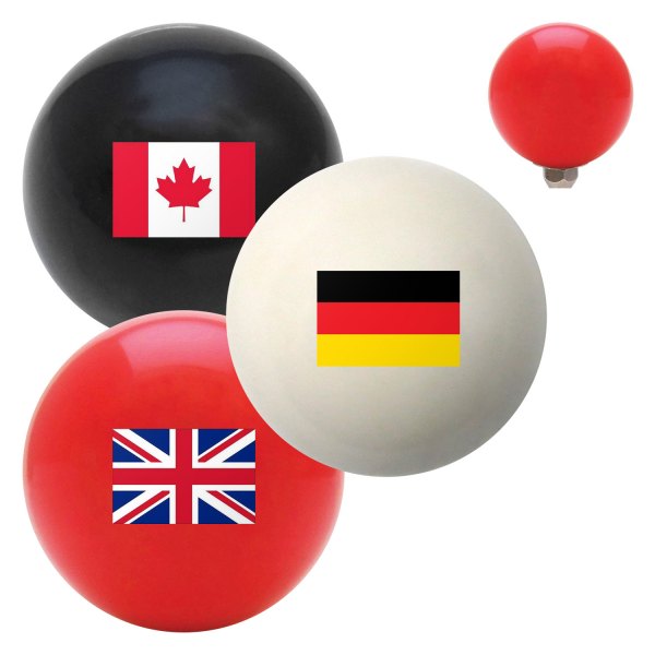 American Shifter® - Billiard Cue Ball Series "Flags of the World" Custom Shift Knob
