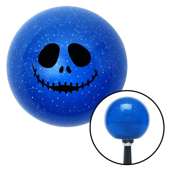 American Shifter® - Old Skool Series "Skulls and Gothic" Translucent Blue with Metal Flakes Custom Shift Knob (M16 x 1.5 Insert)