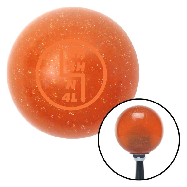 American Shifter® - Old Skool Series Translucent Orange with Metal Flakes Custom Transfer Case Shift Knob (M16 x 1.5 Insert)