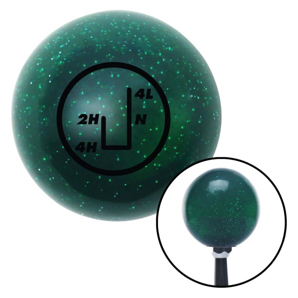 American Shifter® - Old Skool Series Translucent Green with Metal Flakes Custom Transfer Case Shift Knob (M16 x 1.5 Insert)