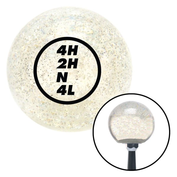 American Shifter® - Old Skool Series Clear with Metal Flakes Custom Transfer Case Shift Knob