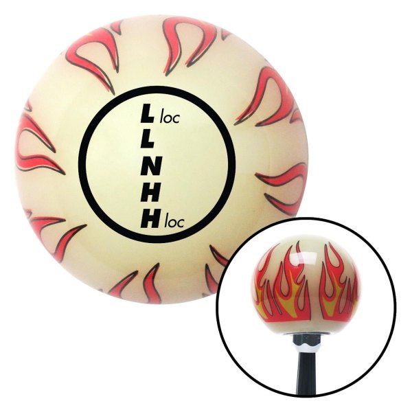 American Shifter® - Old Skool Series Ivory with Flames Custom Transfer Case Shift Knob (M16 x 1.5 Insert)