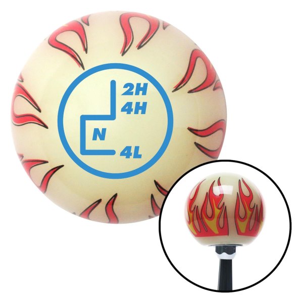 American Shifter® - Old Skool Series Ivory with Flames Custom Transfer Case Shift Knob (M16 x 1.5 Insert)