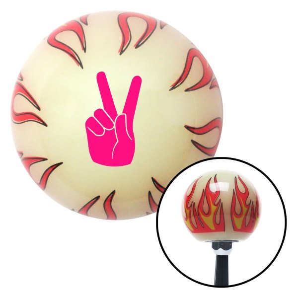 American Shifter® - Old Skool Series Ivory with Flames Custom Shift Knob (M16 x 1.5 Insert)