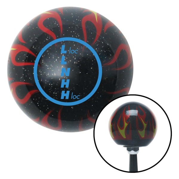 American Shifter® - Old Skool Series Translucent Black with Flames and Metal Flakes Custom Transfer Case Shift Knob