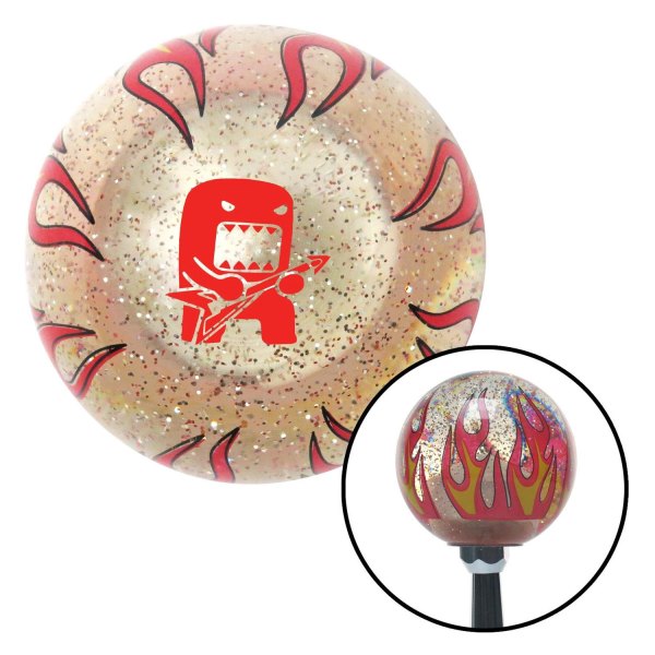 American Shifter® - Old Skool Series Clear with Flames and Metal Flakes Custom Shift Knob (M16 x 1.5 Insert)