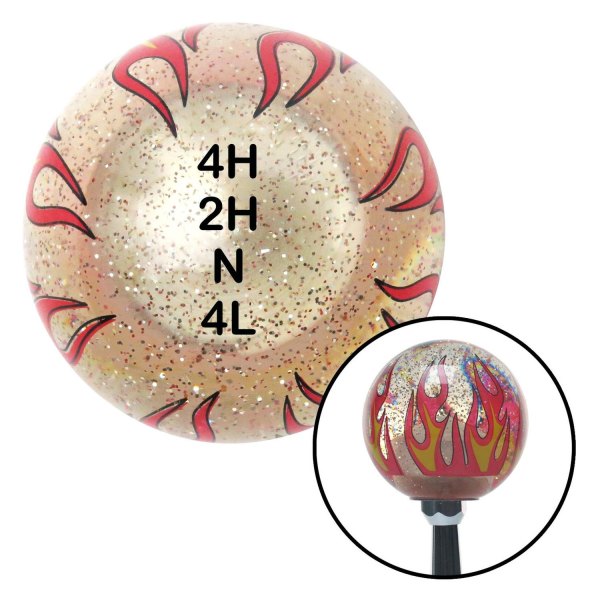 American Shifter® - Old Skool Series Clear with Flames and Metal Flakes Custom Shift Knob (M16 x 1.5 Insert)