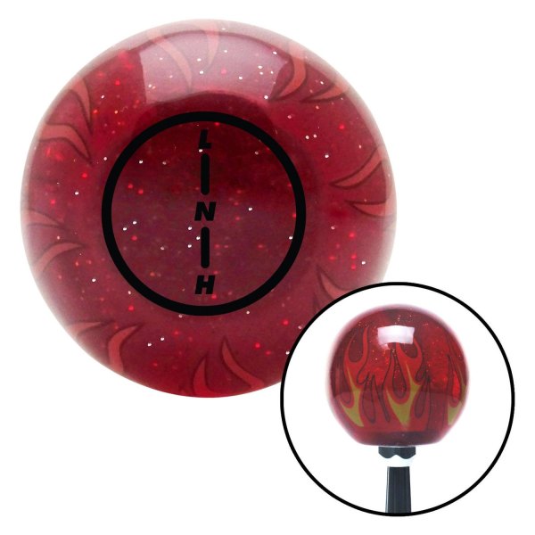 American Shifter® - Old Skool Series Translucent Red with Flames and Metal Flakes Custom Transfer Case Shift Knob (M16 x 1.5 Insert)