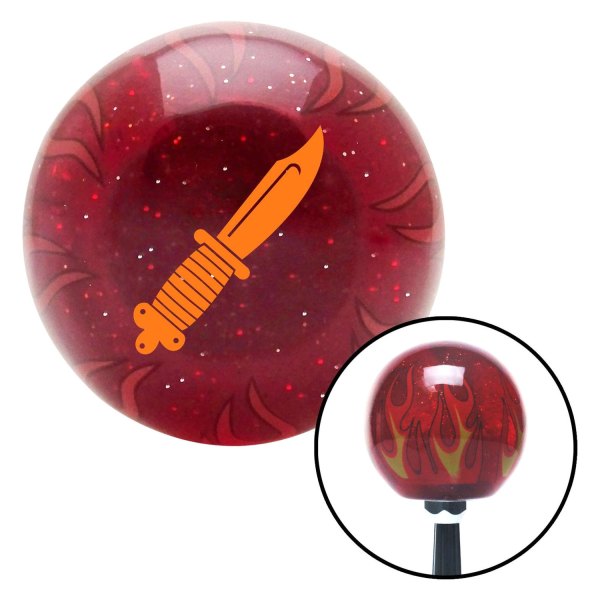 American Shifter® - Old Skool Series Translucent Red with Flames and Metal Flakes Custom Shift Knob (M16 x 1.5 Insert)