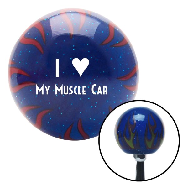 American Shifter® - Old Skool Series Translucent Blue with Flames and Metal Flakes Custom Shift Knob (M16 x 1.5 Insert)