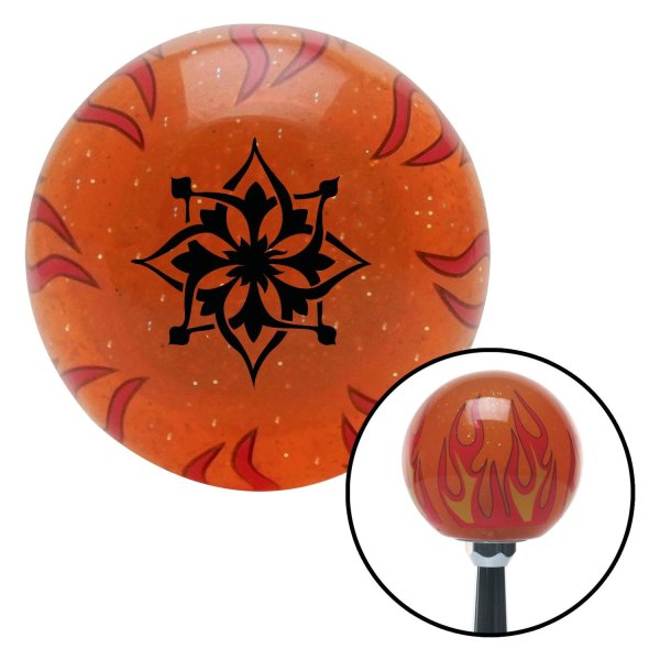 American Shifter® - Old Skool Series Translucent Orange with Flames and Metal Flakes Custom Shift Knob (M16 x 1.5 Insert)