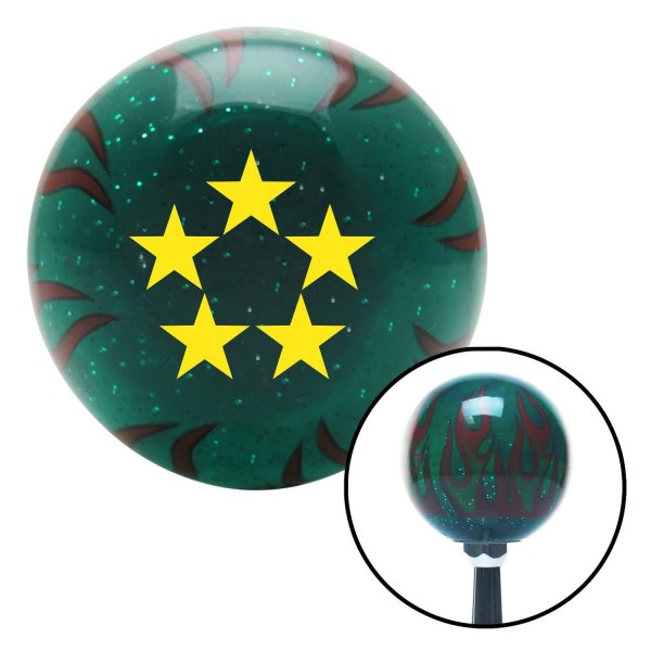 American Shifter® - Old Skool Series Translucent Green with Flames and Metal Flakes Custom Shift Knob (M16 x 1.5 Insert)