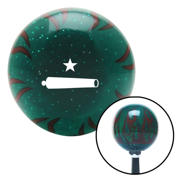 American Shifter® - Old Skool Series Translucent Green with Flames and Metal Flakes Custom Shift Knob (M16 x 1.5 Insert)