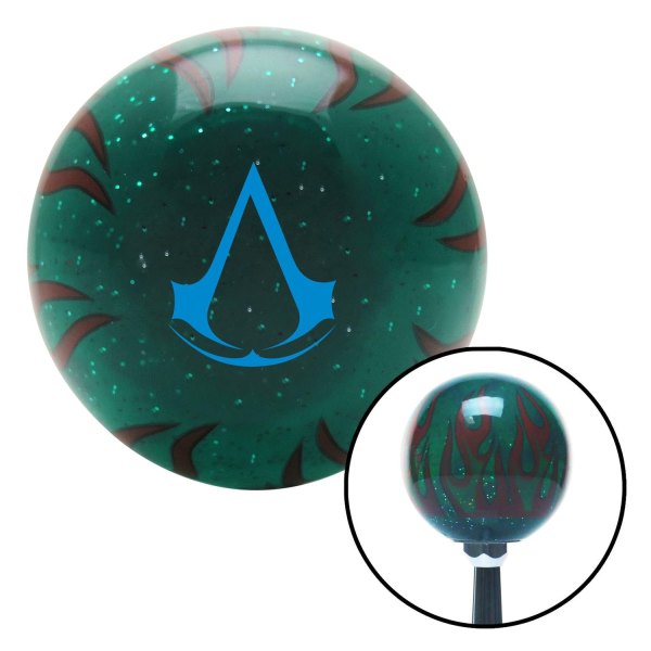American Shifter® - Old Skool Series "Cards and Games" Translucent Green with Flames and Metal Flakes Custom Shift Knob (M16 x 1.5 Insert)