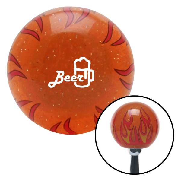 American Shifter® - Old Skool Series Translucent Orange with Flames and Metal Flakes Custom Shift Knob (M16 x 1.5 Insert)