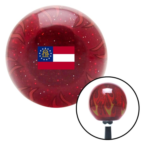 American Shifter® - Old Skool Series Translucent Red with Flames and Metal Flakes Custom Shift Knob (M16 x 1.5 Insert)
