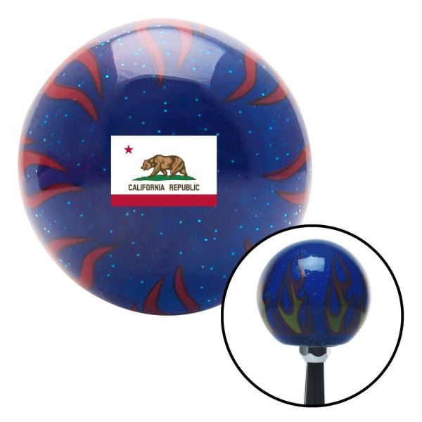 American Shifter® - Old Skool Series Translucent Blue with Flames and Metal Flakes Custom Shift Knob (M16 x 1.5 Insert)