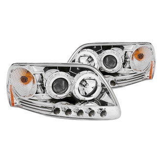 Anzo® - Driver and Passenger Side Chrome Halo Projector Headlights with Parking LEDs