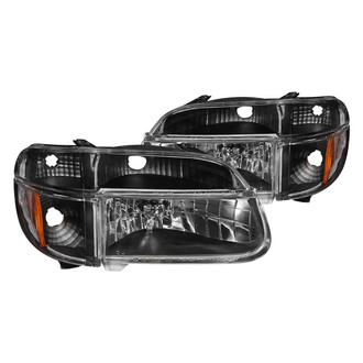 Anzo® - Driver and Passenger Side Black Euro Headlights with Corner Lights