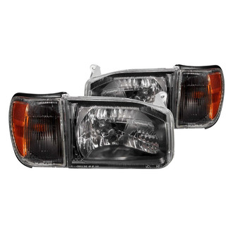 Anzo® - Driver and Passenger Side Black Euro Headlights with Corner Lights