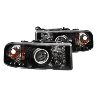 Anzo® - Driver and Passenger Side Black CCFL Halo Projector Headlights with Parking LEDs