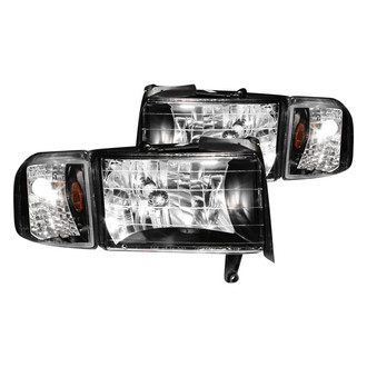 Anzo® - Driver and Passenger Side Black Euro Headlights with Corner Lights