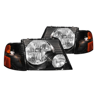 Anzo® - Driver and Passenger Side Black Euro Headlights with Corner Lights
