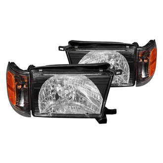 Anzo® - Driver and Passenger Side Black Euro Headlights with Corner Lights