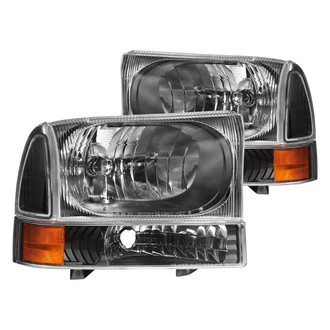Anzo® - Driver and Passenger Side Black Euro Headlights with Corner Lights