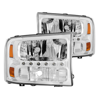 Anzo® - Driver and Passenger Side Chrome Euro Headlights with Parking LEDs