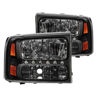 Anzo® - Driver and Passenger Side Black Euro Headlights with Parking LEDs