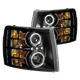 Anzo® - Driver and Passenger Side Black CCFL Halo Projector Headlights with Parking LEDs