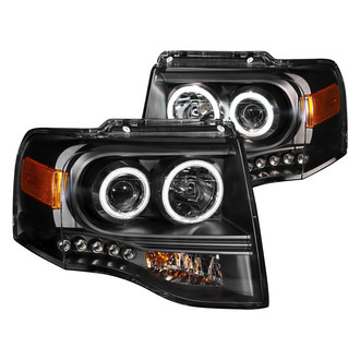 Anzo® - Driver and Passenger Side Black CCFL Halo Projector Headlights with Parking LEDs